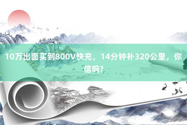 10万出面买到800V快充，14分钟补320公里，你信吗?